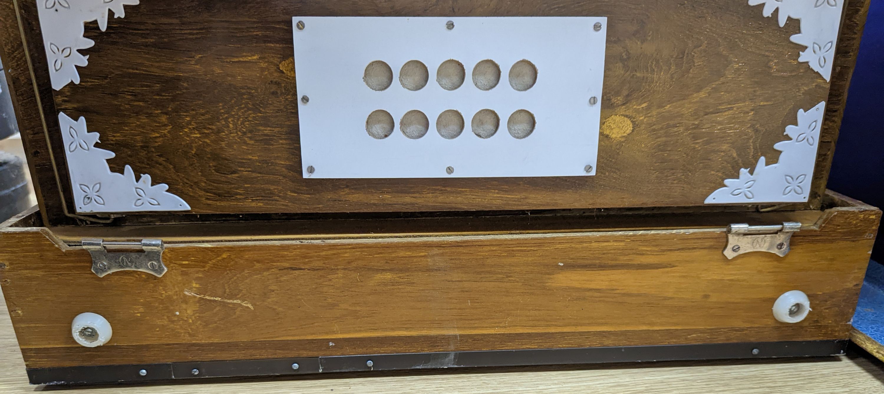 A hardwood cased harmonium